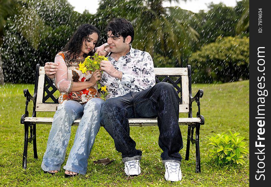 Asian couple in the park