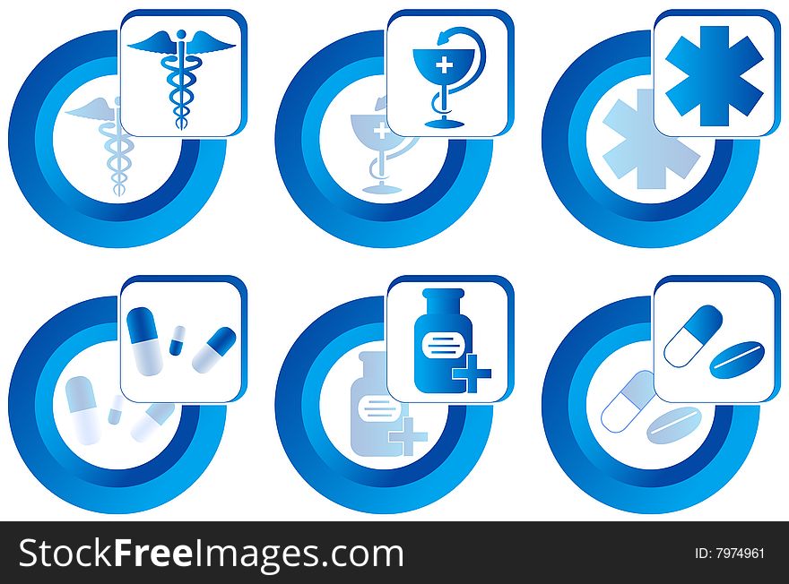 Illustration of medical buttons, blue