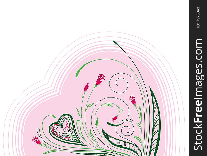 Pink Heart With Floral Ornament