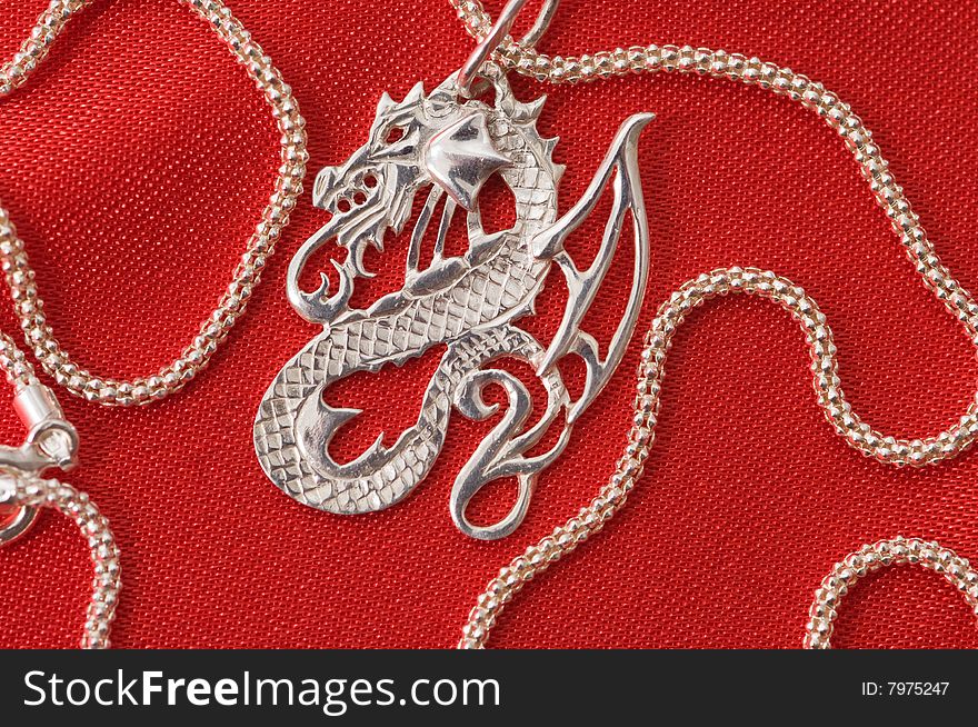 Silver Necklace - A Dragon.