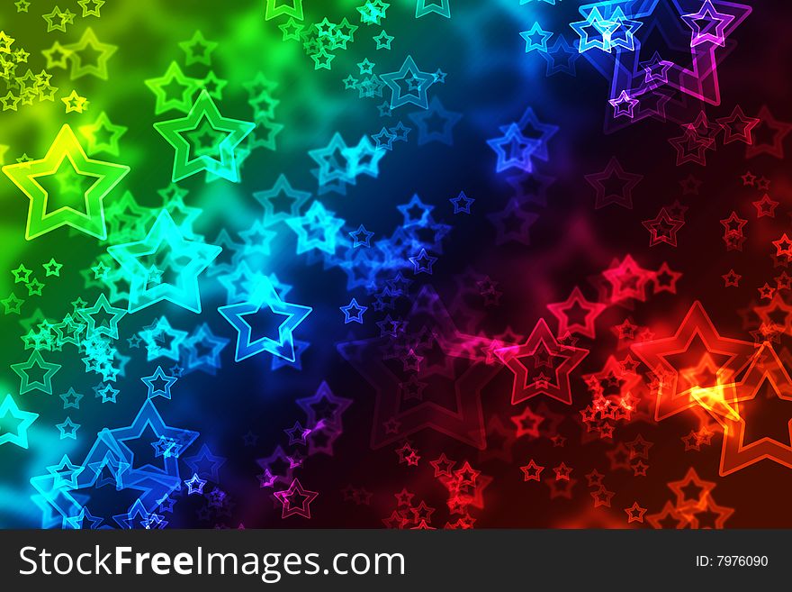 Bright colorful stars on black background. Bright colorful stars on black background