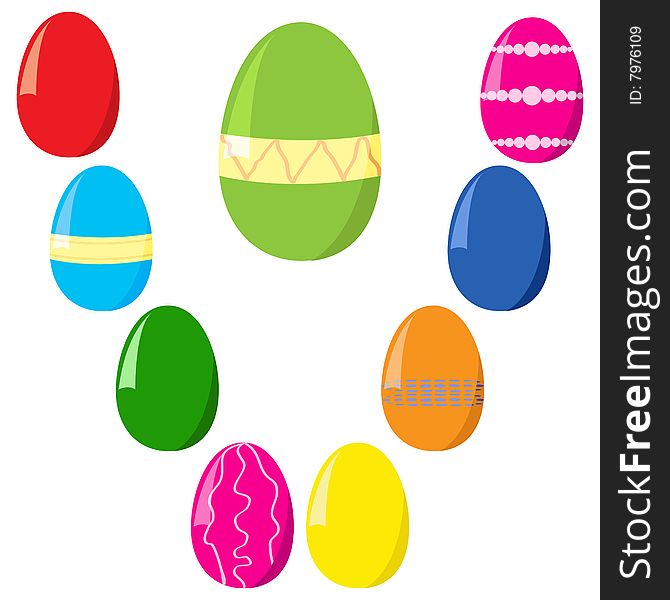 Illustration of different decorated easter eggs