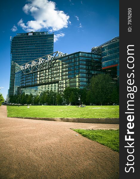 Berlin corporate building, in summer, Potsdammer Platz