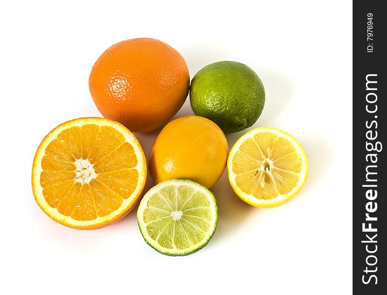 Big assortment of citrus isolated on white. Big assortment of citrus isolated on white