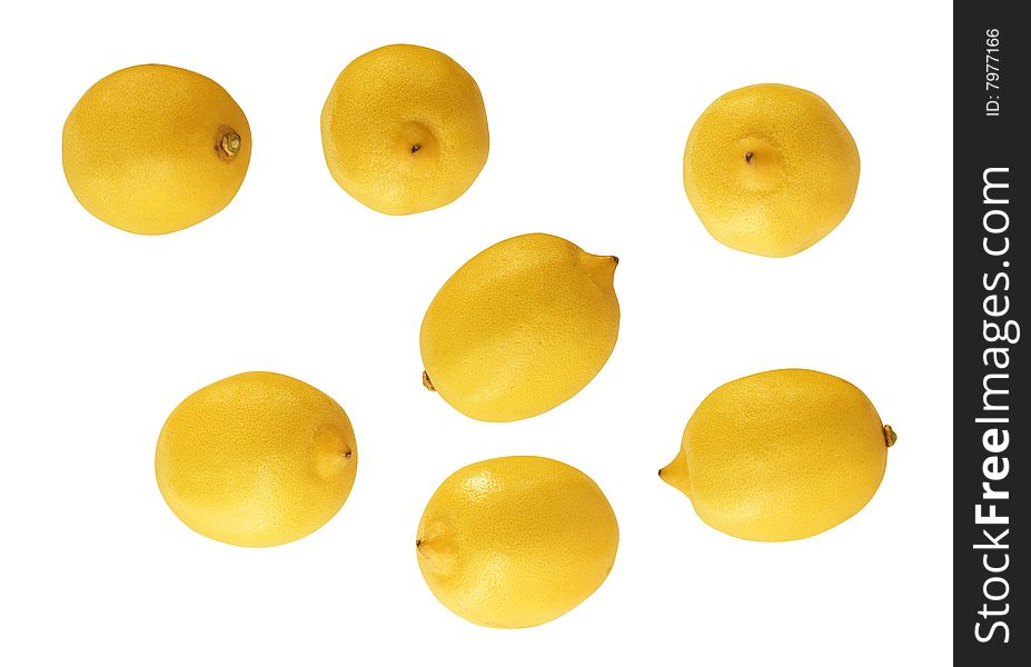 Collection of yellow lemons isolated on white