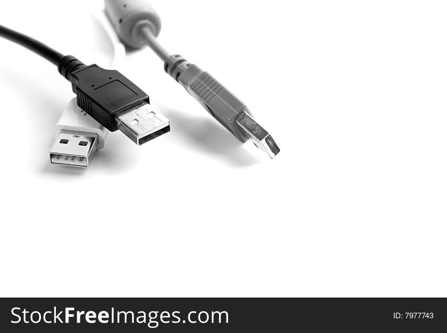 Some usb cable on white background