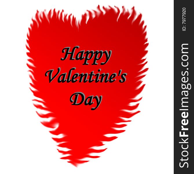 Flaming Valnetine Heart with Happy Valentines day message. Flaming Valnetine Heart with Happy Valentines day message