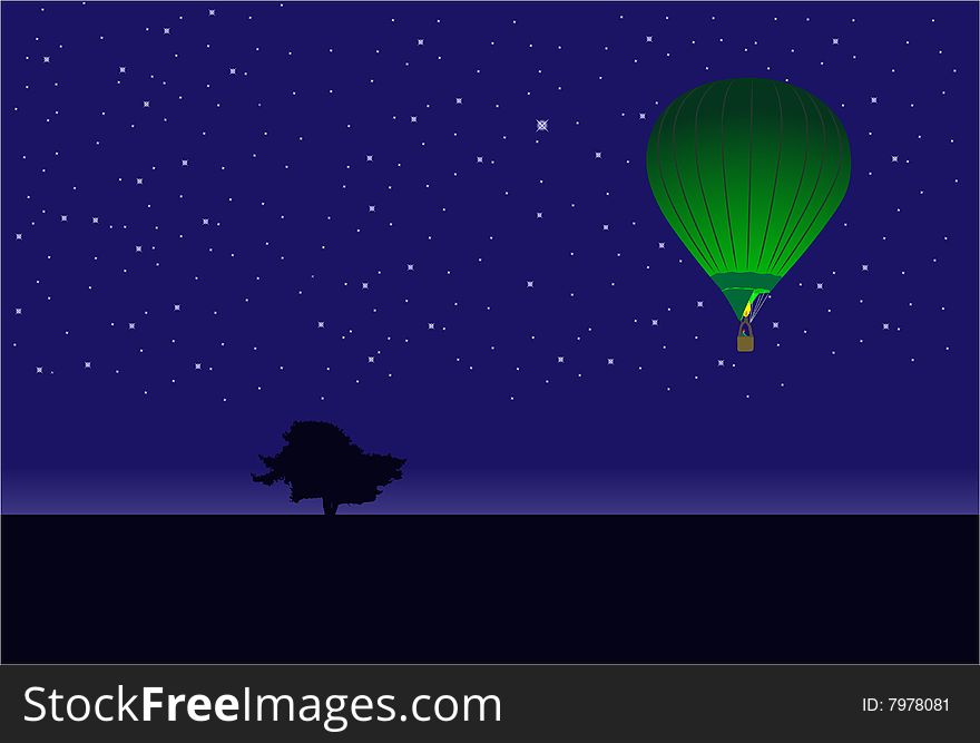 Flight by a balloon. Vector. Without mesh.