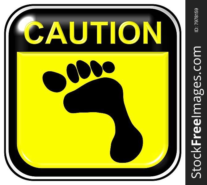 Caution - footstep - computer generated image