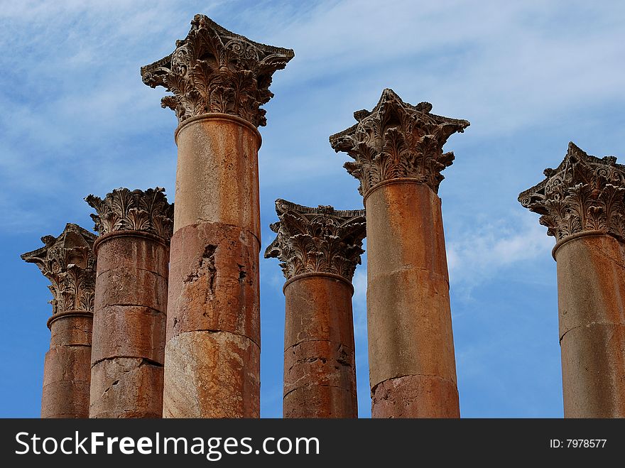 The Roman Temple of Artemis in Jerahs, Jordan. Some Columns