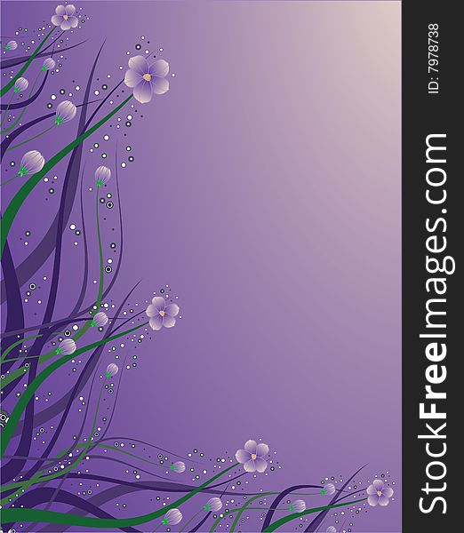 The vector illustration contains the image of violet floral background