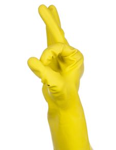 Yellow Rubber Glove Giving The OK Sign Royalty Free Stock Photography Yellow Rubber Glove Giving The OK Sign Royalty Free Stock Photography