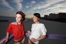 Women On The Beach Royalty Free Stock Image Women On The Beach Royalty Free Stock Image