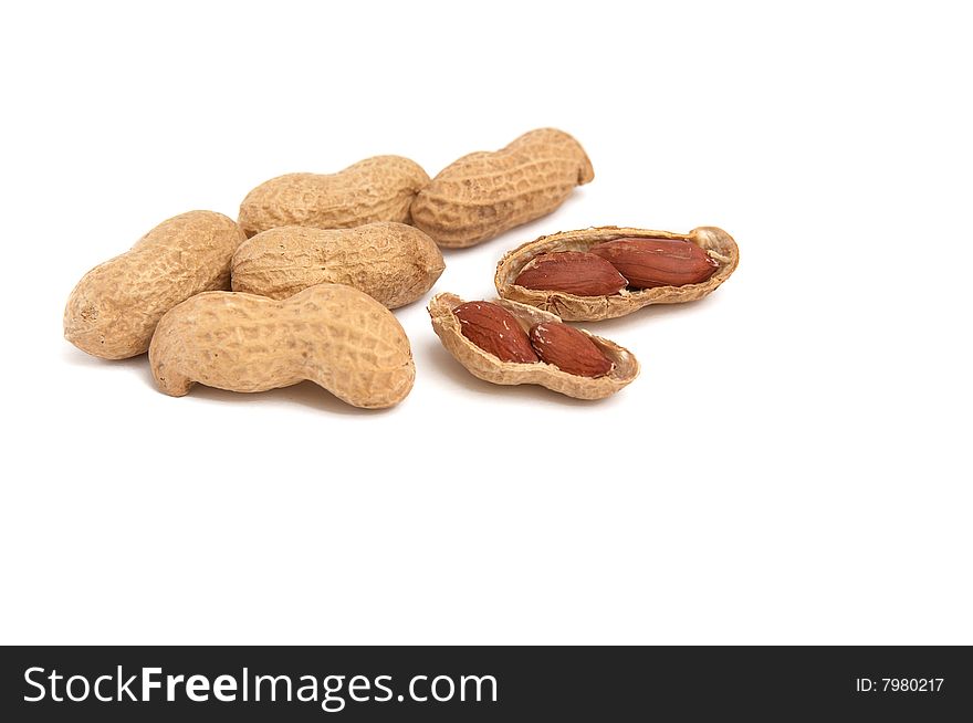 Peanuts  On A White Background.