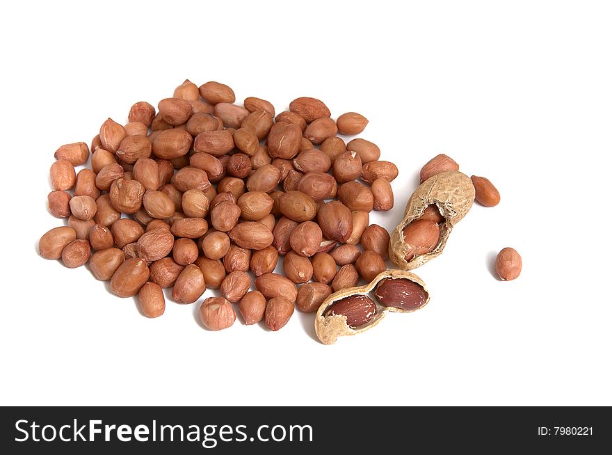 Peanuts On A White Background.