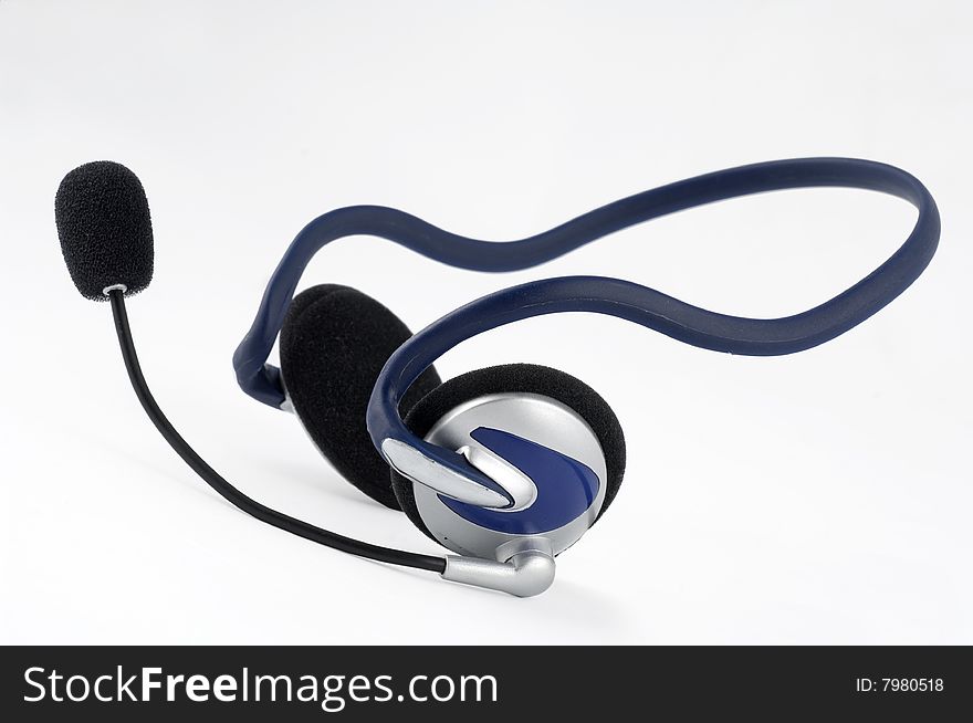 Headphones with microphone on white background