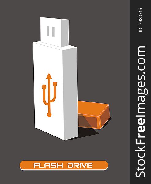 Illustration of flash drive isolated on white.