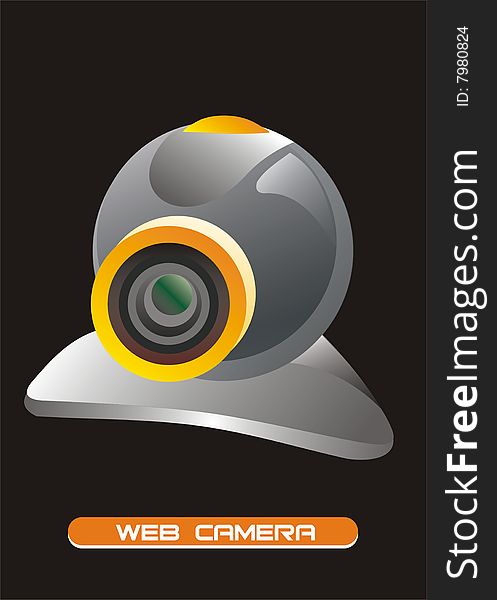 Illustration of web camera on black background.