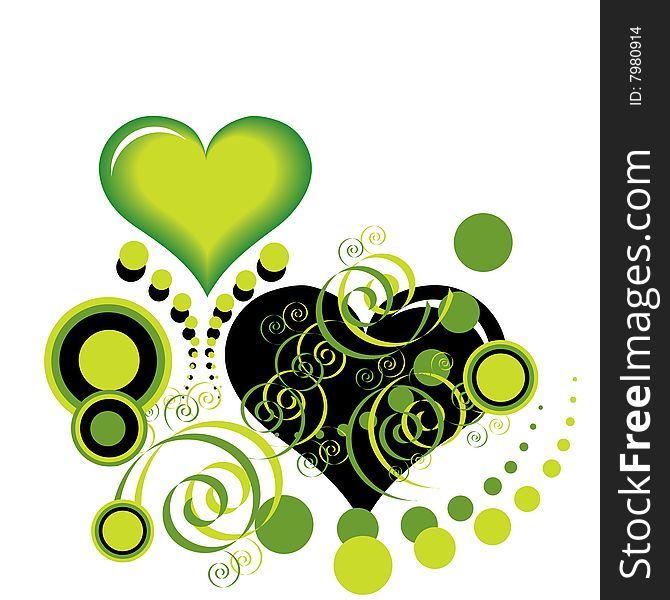 Green heart, valentine day, background vector