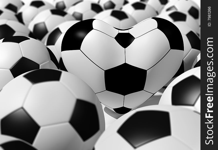 Soccer balls.
3D rendered illustration