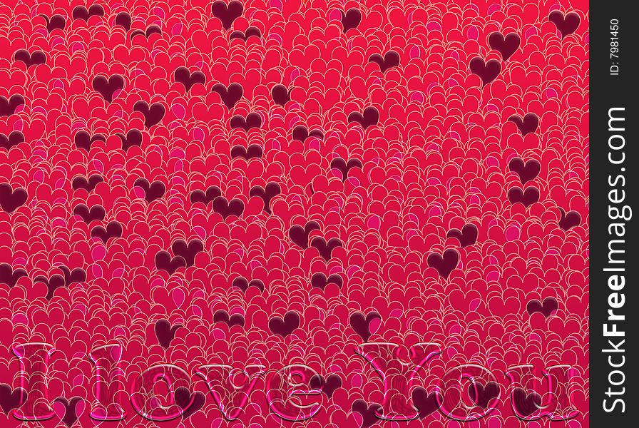 Background from the theme of love with hearts illustration. Background from the theme of love with hearts illustration