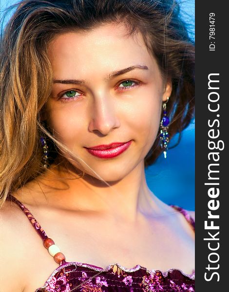 Outdoor portrait of beautiful sensual young woman. Outdoor portrait of beautiful sensual young woman