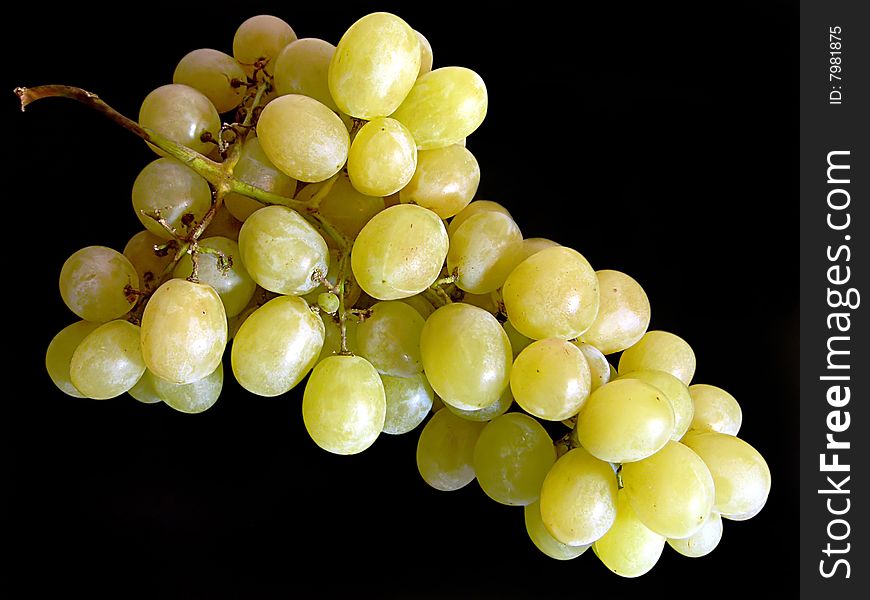 Bunch Of Grapes On Black.