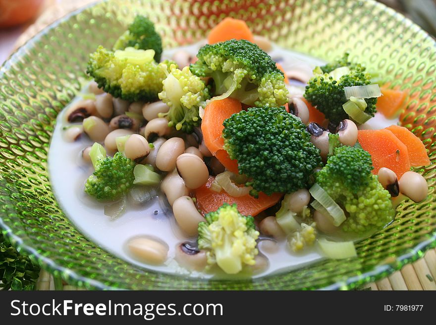 A fresh stew of carrots and broccoli. A fresh stew of carrots and broccoli