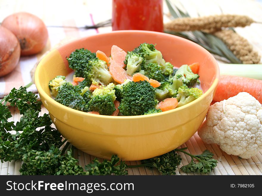 A fresh stew of carrots and broccoli. A fresh stew of carrots and broccoli