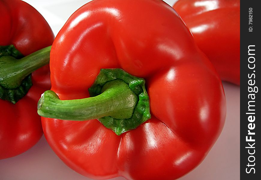 Shiny juicy red pepper. Element of healthy food.