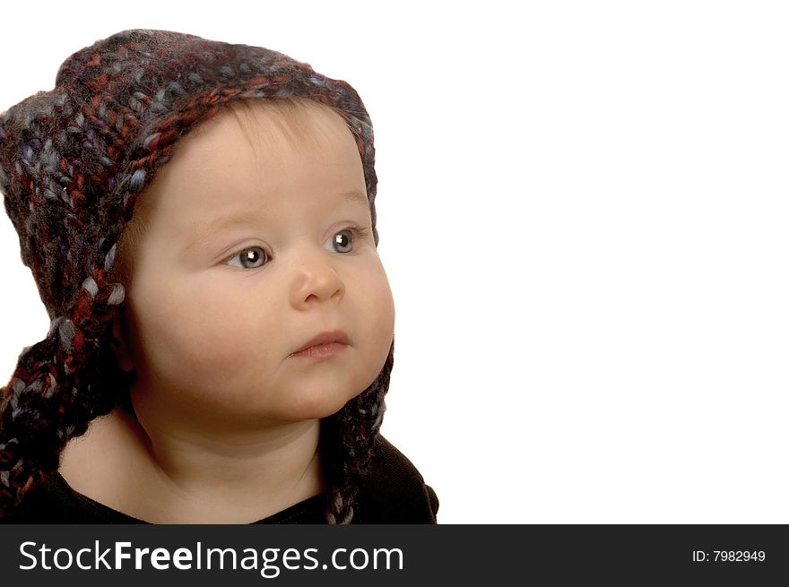 Very cute Image of a Baby Girl with Hat on.