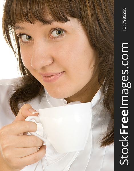 Girl With Cup Of Coffee