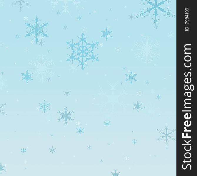 An abstract illustration/background of various snowflakes. An abstract illustration/background of various snowflakes.