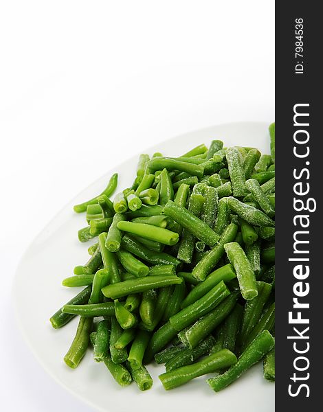 Green beans on white background. Green beans on white background