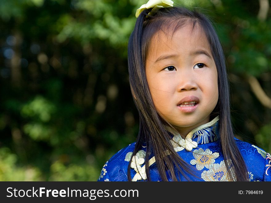 Portrait of a young asian girl wearing traditional dress. Portrait of a young asian girl wearing traditional dress