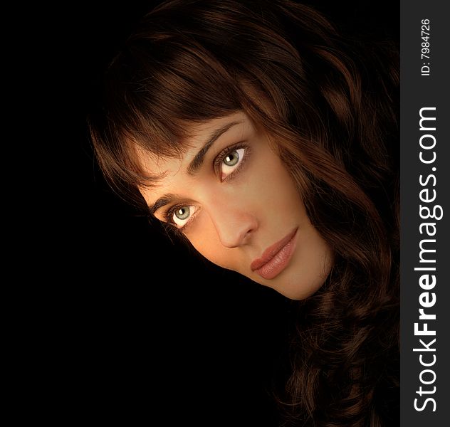 Square portrait of a stunning brunette woman. Square portrait of a stunning brunette woman