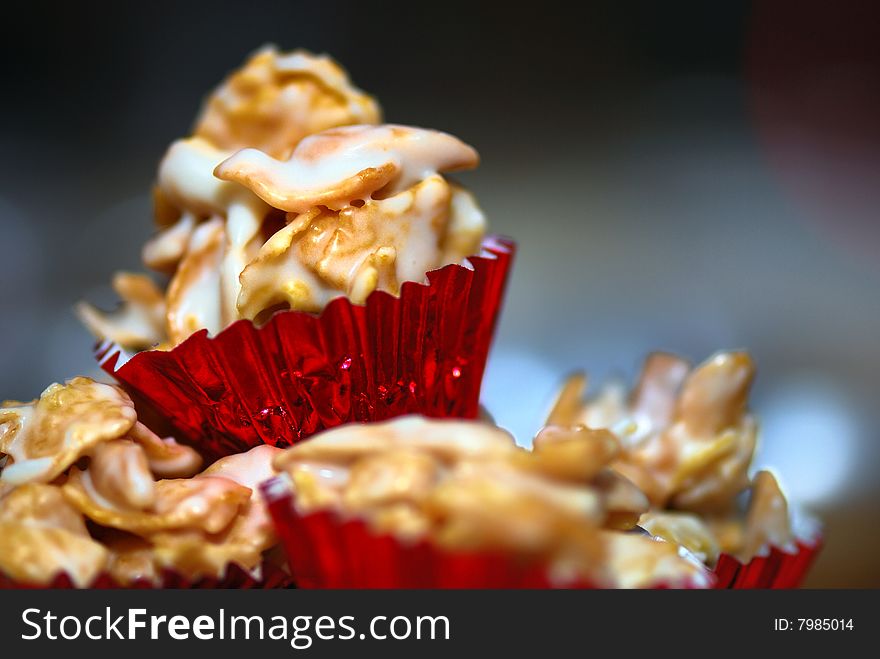 Closeup White Chocolate Cornflakes Cookies. Closeup White Chocolate Cornflakes Cookies