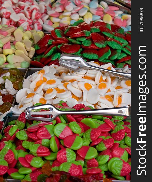 Heap of sweets in a market stand. Heap of sweets in a market stand