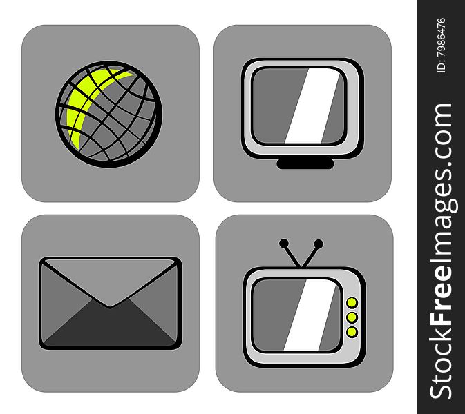 Vector illustration of shiny  Website and Internet   icons. Vector illustration of shiny  Website and Internet   icons