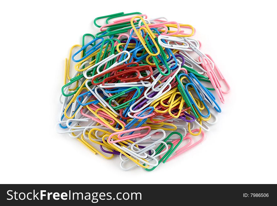 A pile of multicolored paper clips