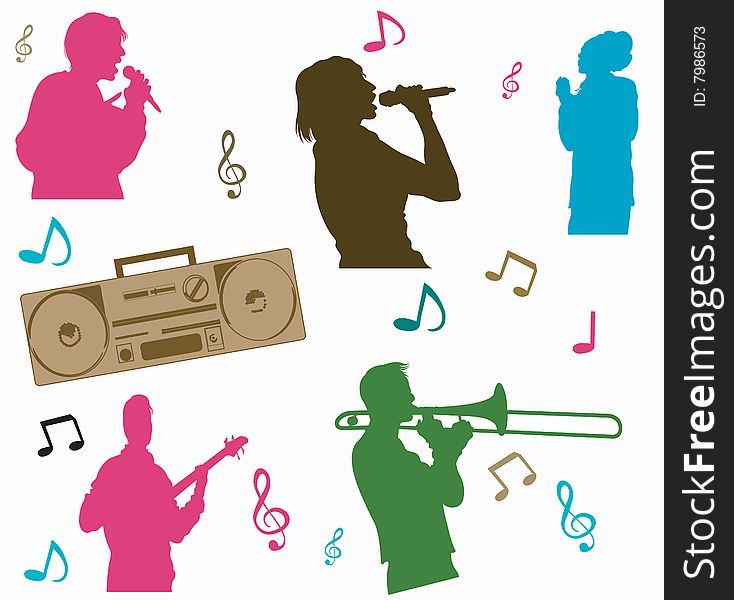 Illustration of musicians and singers