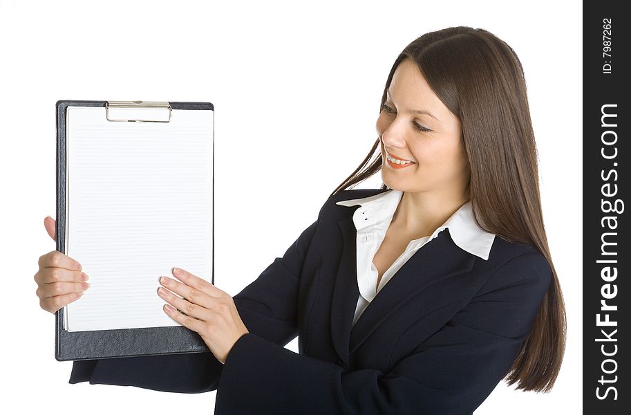 Buisiness Woman Holding A Blank Clipboard