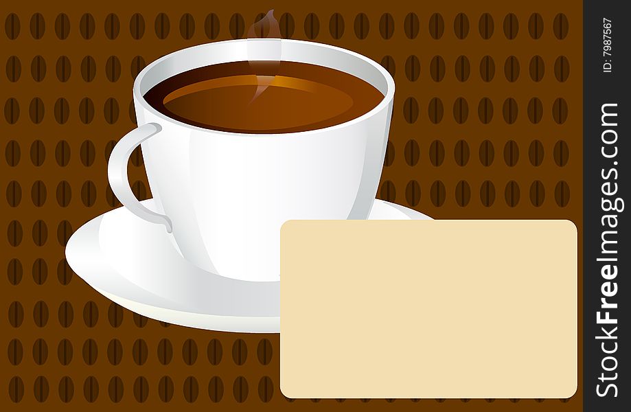Cup Of Black Coffee With Blank Card