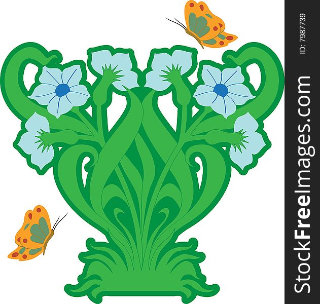 Pattern from plants in style 
 Art-Nouveau