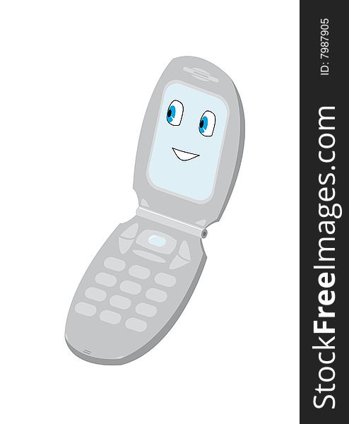 Isolated mobile phone with smiling avatar