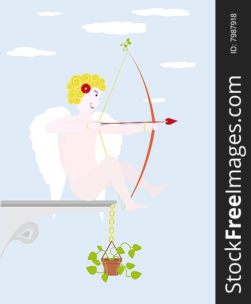 Cupid for St. Valentine's day. Rasterized illustration.