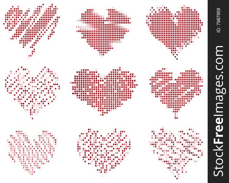 Collection of different mosaic valentines. Collection of different mosaic valentines