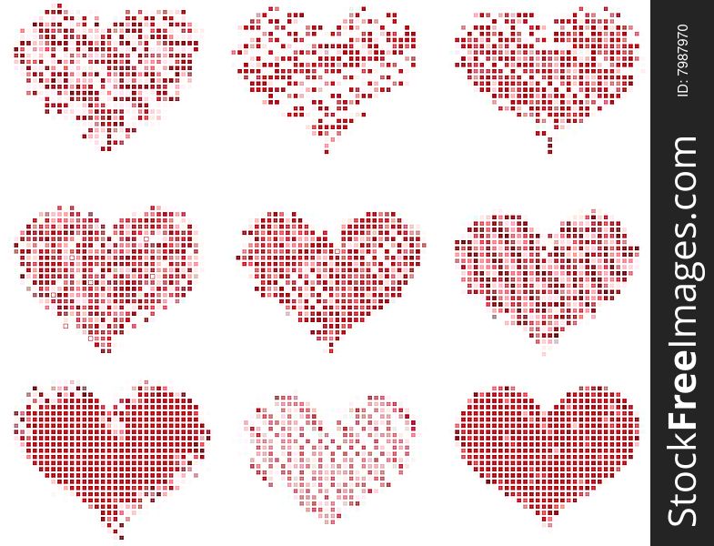 Collection of different mosaic valentines. Collection of different mosaic valentines