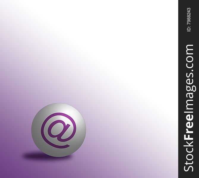Email symbol on ball over purple graduated background. Email symbol on ball over purple graduated background