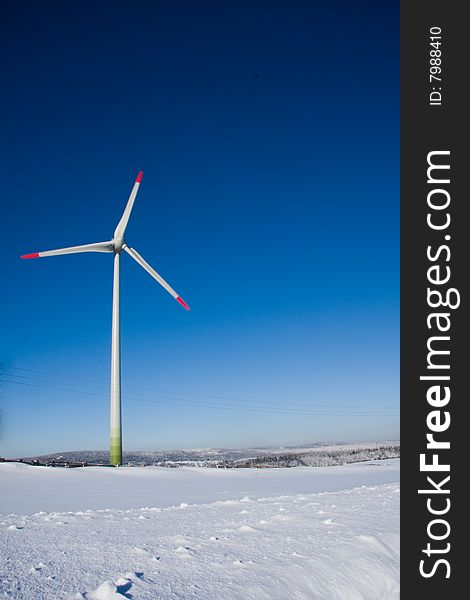 Windmill generating station in winter. Windmill generating station in winter